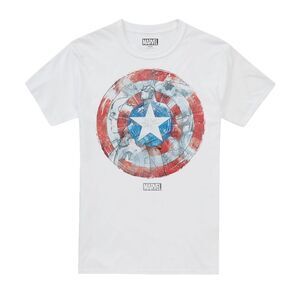 Captain America Mens Shield Sketch T-Shirt / White